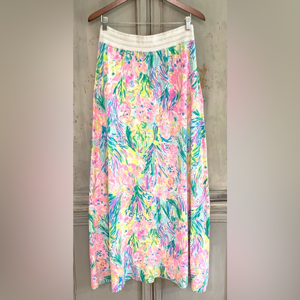 Lilly Pulitzer Nola Beach Fan Sea Maxi Skirt Size L